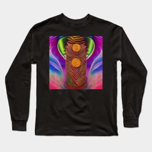 Cool Bitcoin BTC Cryptocurrency Art Long Sleeve T-Shirt